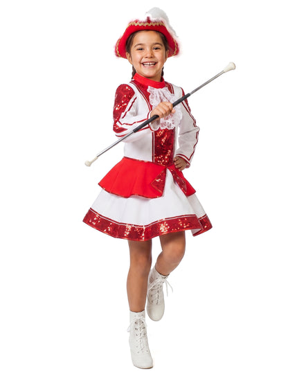 Disfraz de Majorette de gabardina roja para niña