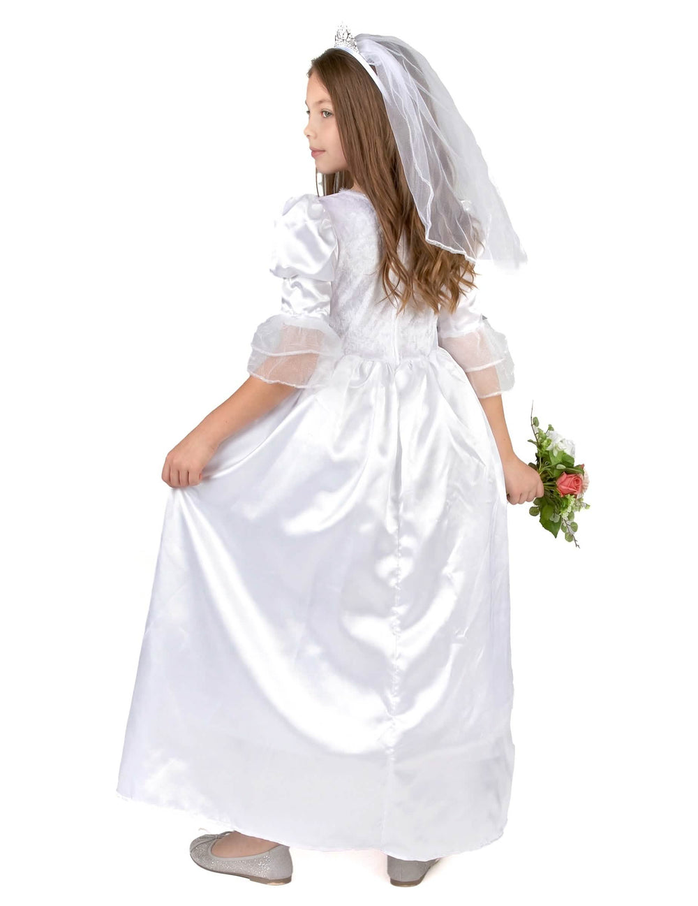 Vue de dos du déguisement de mariée pour fille