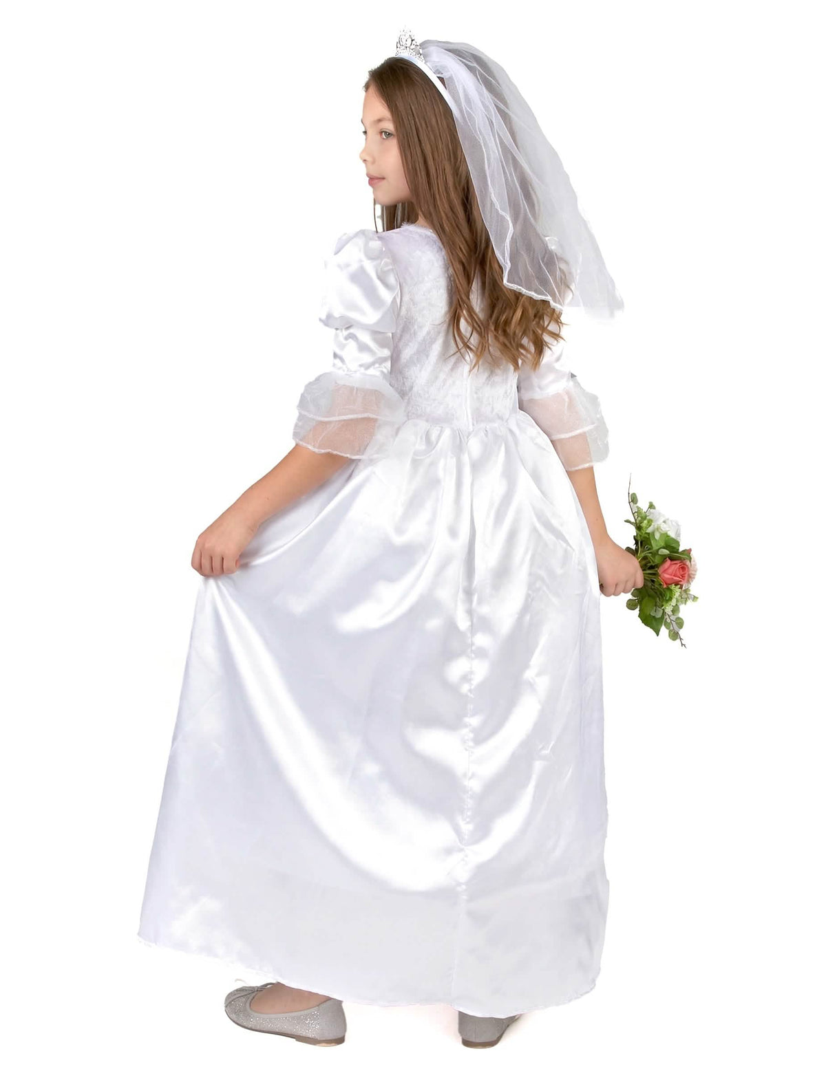 Vue de dos du déguisement de mariée pour fille