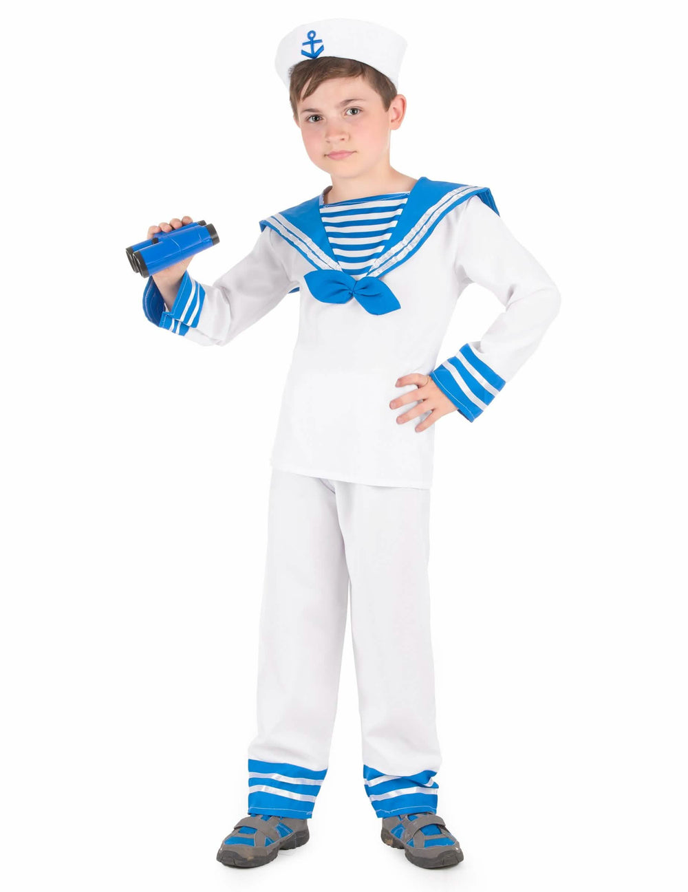 Disfraz de marin niño azul y blanco con boina