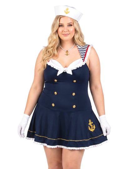Disfraz de marinera sexy de lujo para mujeres talla grande