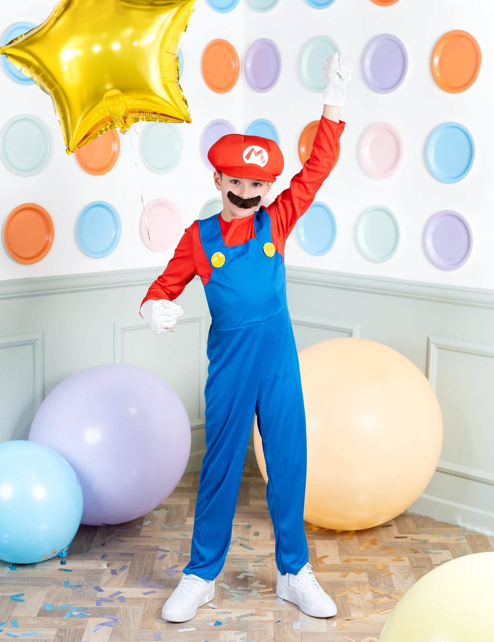 Vista general del disfraz Mario para niño