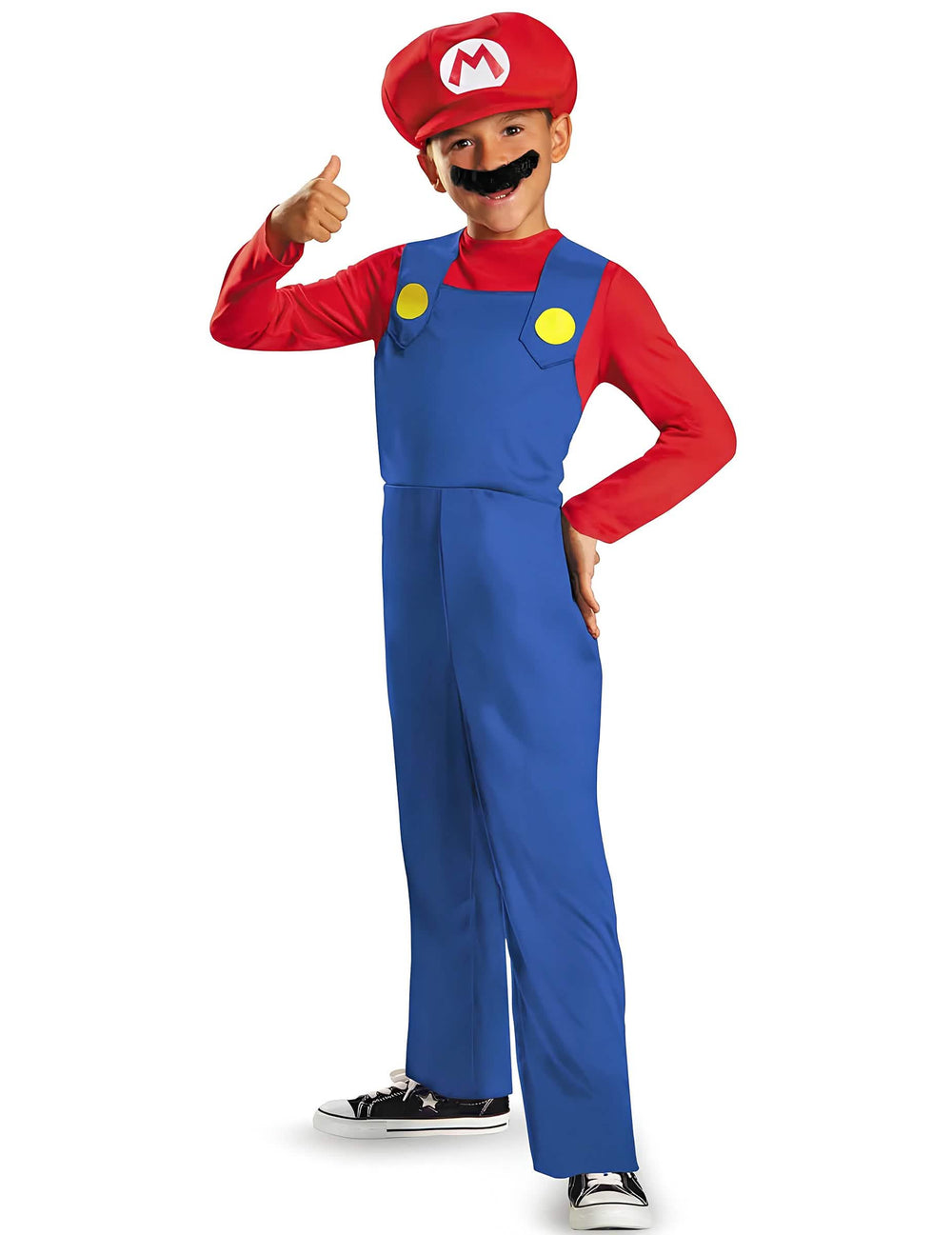 Disfraz de Mario para niño rojo y azul con gorra y bigote