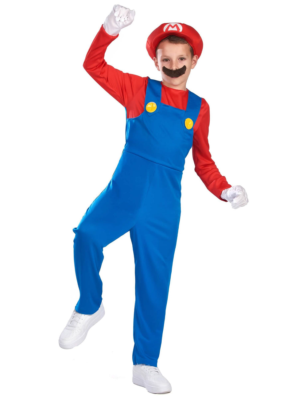 Pose dinámica del disfraz de Mario para niño