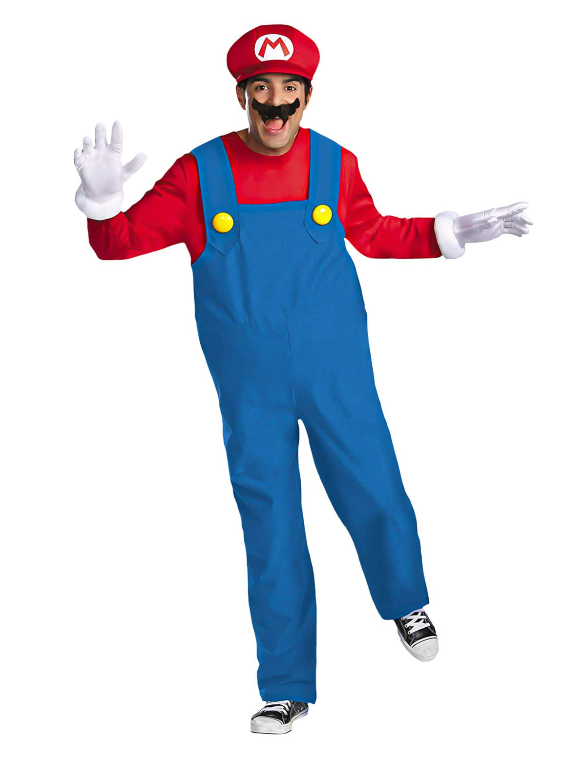 Disfraz Mario™ Deluxe para adulto rojo y azul con gorra y bigote