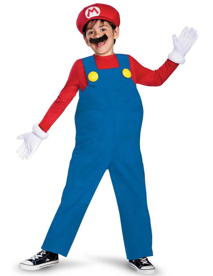 Disfraz de Mario Deluxe para niño azul y rojo con gorra y guantes