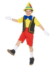 Déguisement de marionnette petit menteur pour garçon jaune et rouge avec chapeau et nez