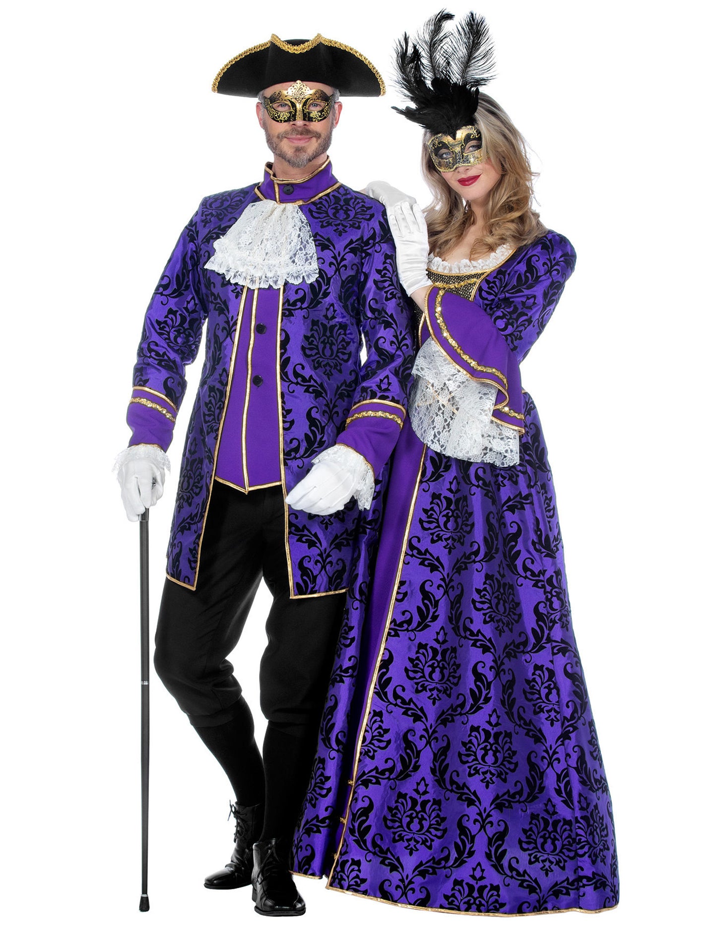 Traje de marqués barroco morado de lujo para hombre