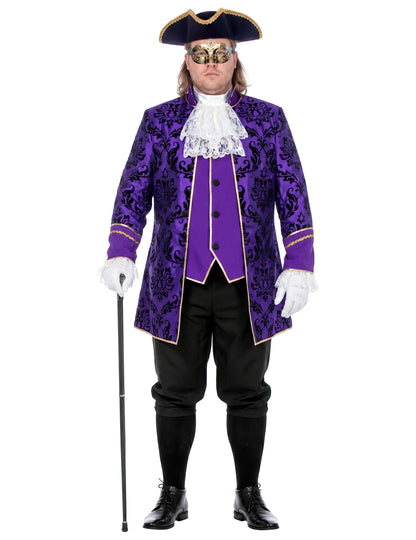 Traje de marqués barroco morado de lujo para hombre