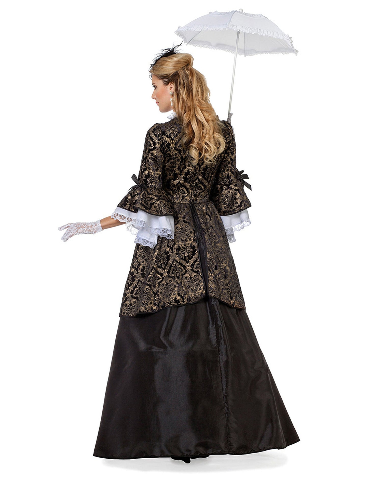 Disfraz de marquesa negro y dorado para mujer