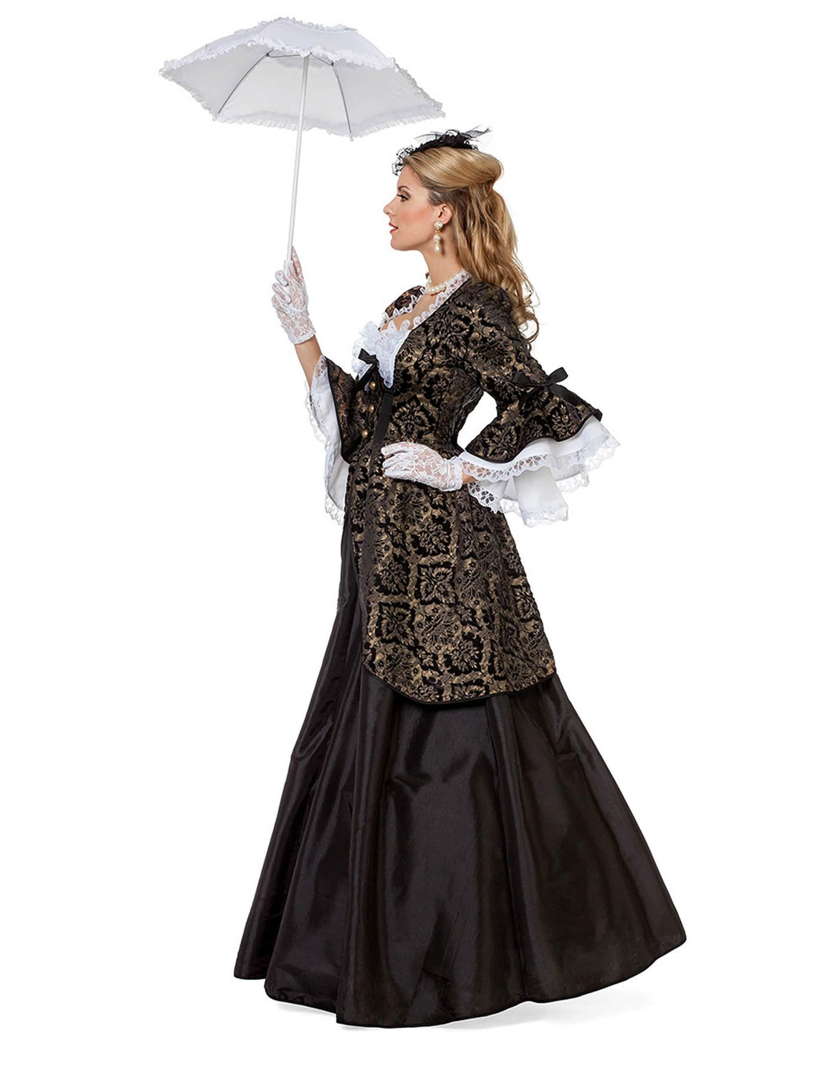 Disfraz de marquesa negro y dorado para mujer
