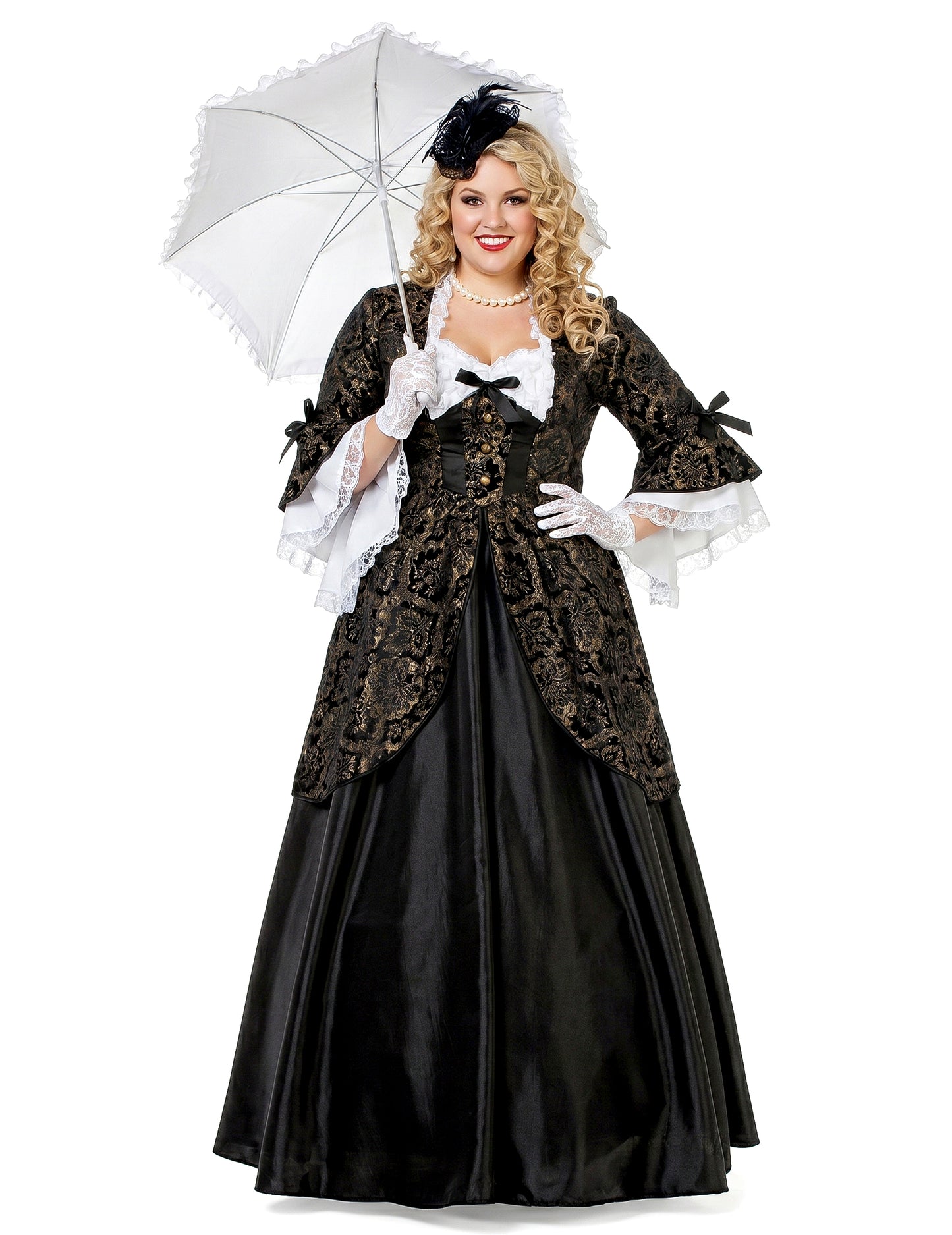 Disfraz de marquesa negro y dorado para mujer
