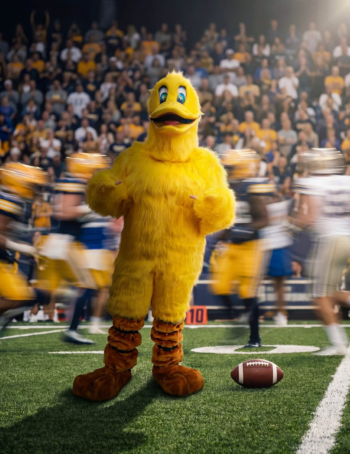 Disfraz de mascota pato amarillo para adulto