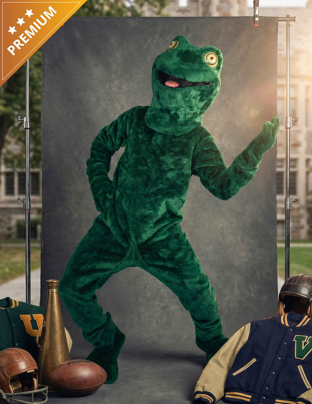 Disfraz de mascota rana para adulto verde de peluche