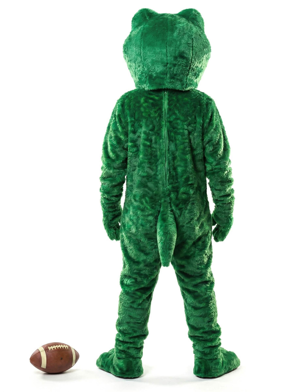 Disfraz de mascota rana para adulto verde vista de espaldas