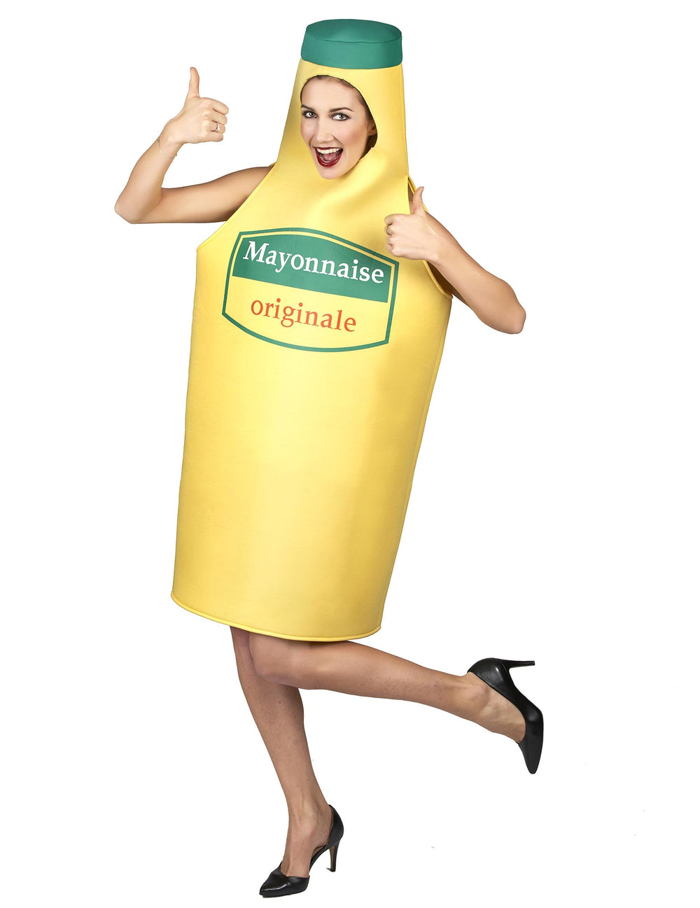 Mise en situation du déguisement de bouteille de mayonnaise