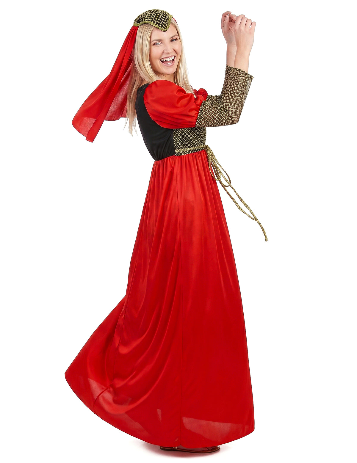 Disfraz de princesa medieval rojo para mujer