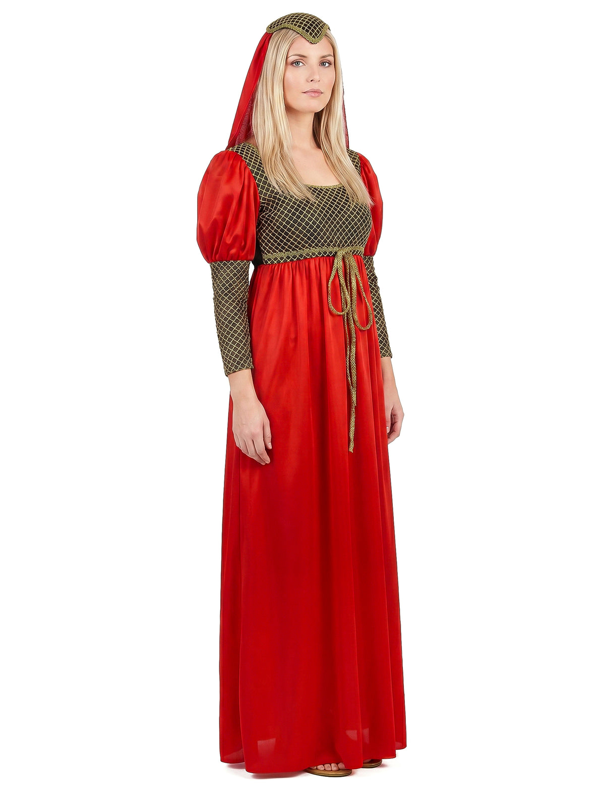 Disfraz de princesa medieval rojo para mujer