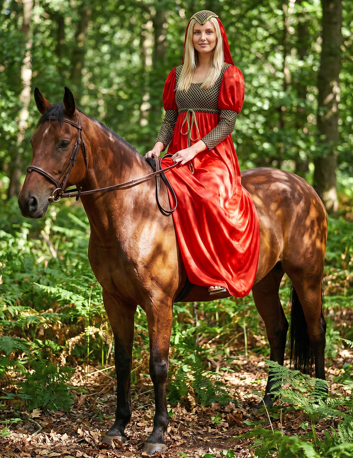 Disfraz de princesa medieval rojo para mujer