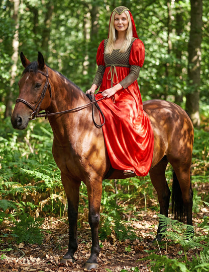 Disfraz de princesa medieval rojo para mujer