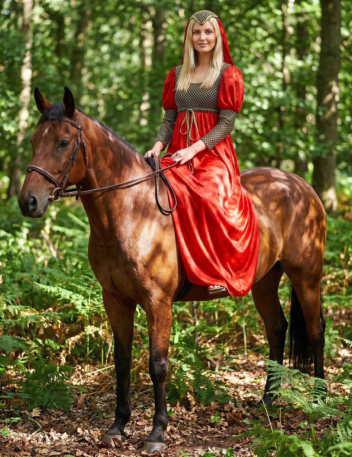 Disfraz de princesa medieval rojo para mujer