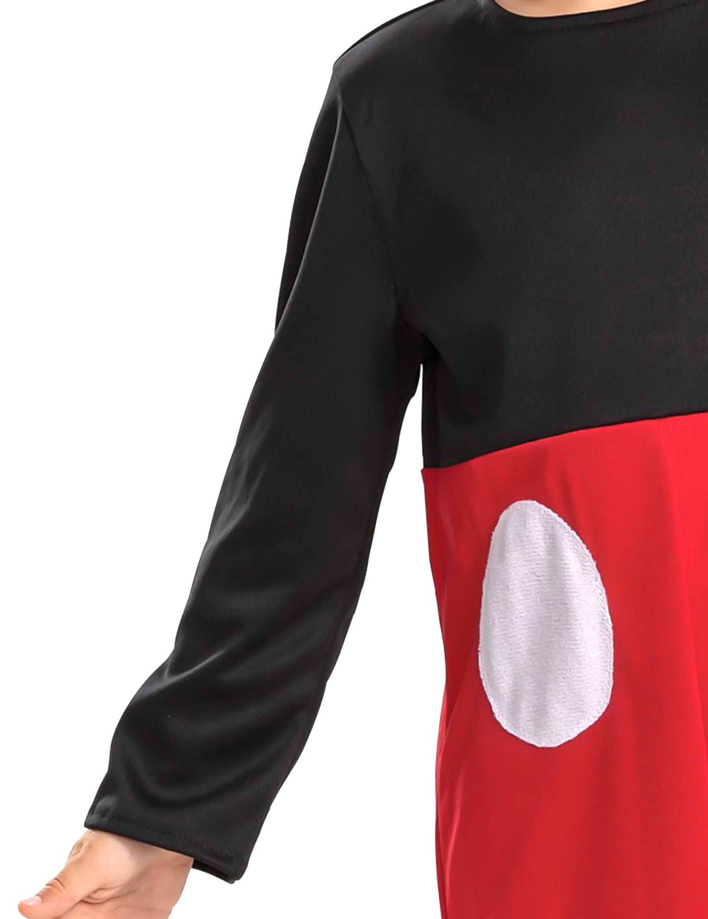Détail de la manche et du haut du déguisement Mickey Mouse classique pour enfant