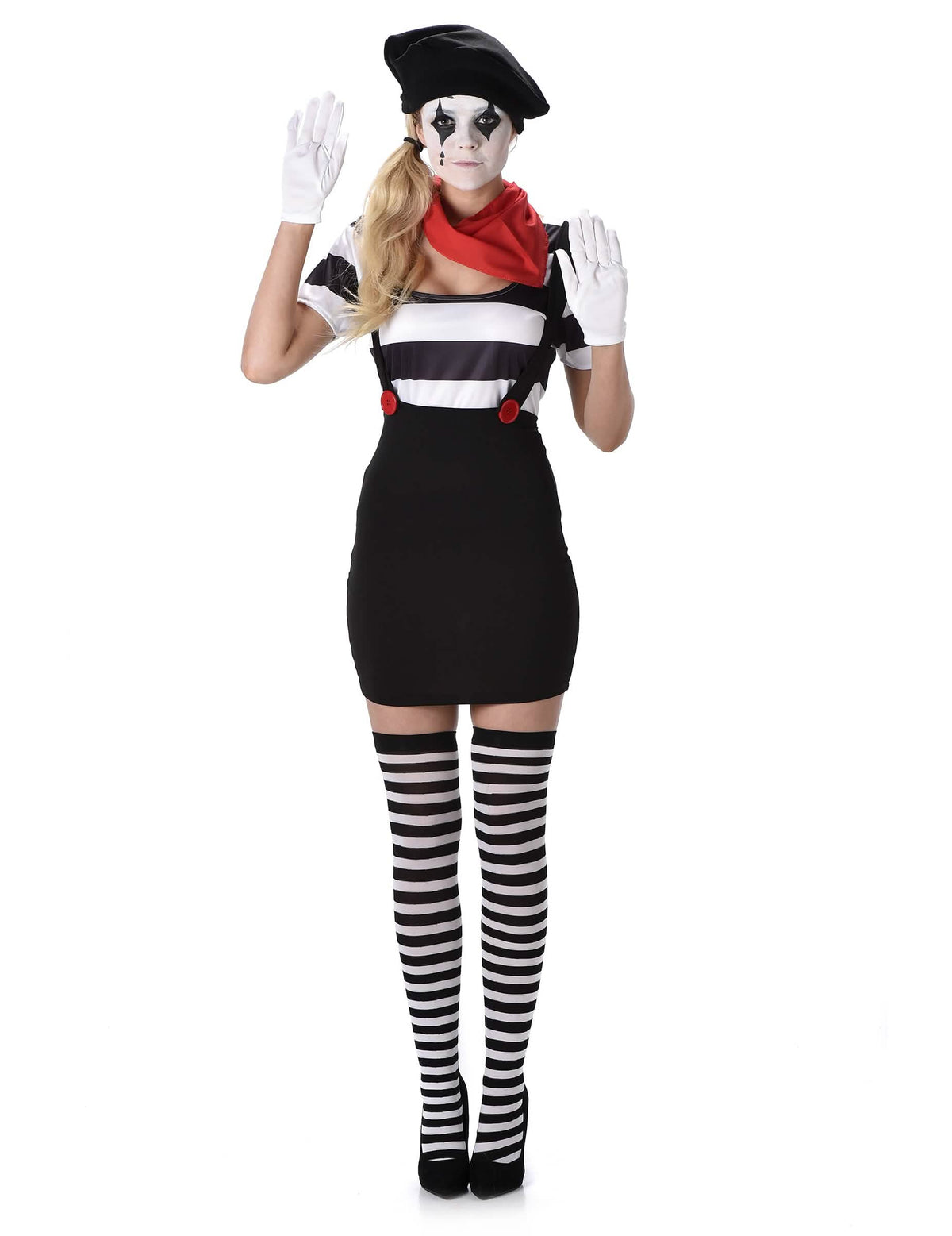 Disfraz mimo blanco y negro - mujer