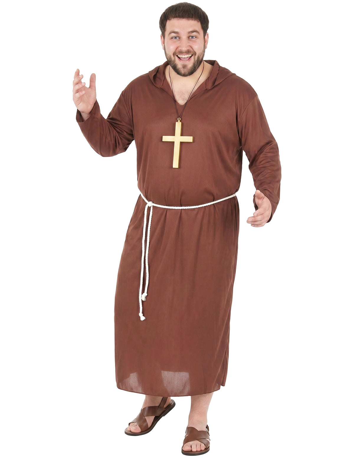 Disfraz monje marrón claro hombre talla grande
