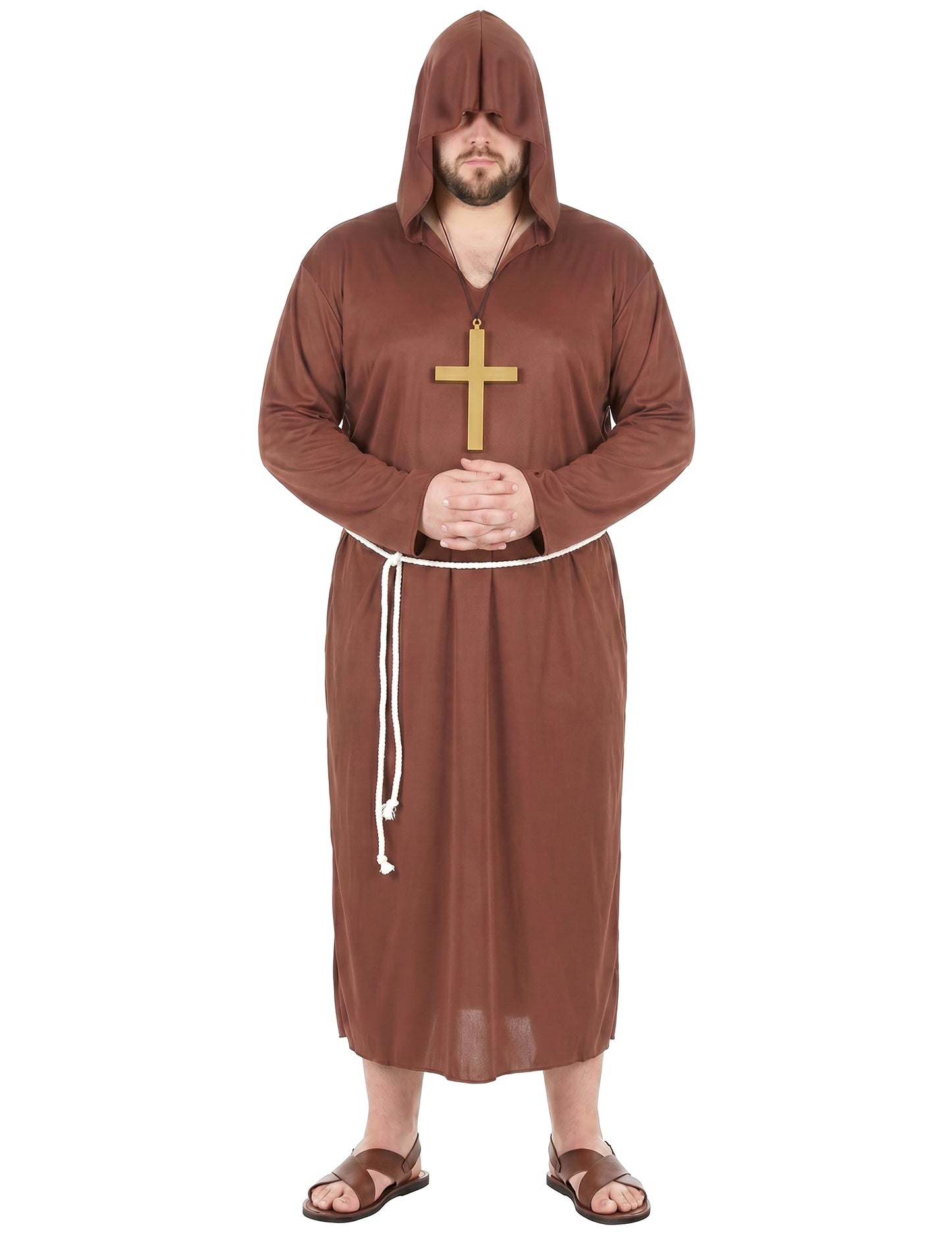 Disfraz monje marrón claro hombre talla grande