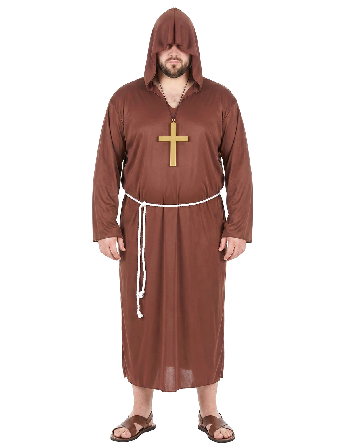 Disfraz monje marrón claro hombre talla grande