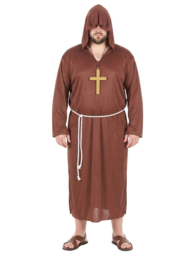 Disfraz monje marrón claro hombre talla grande