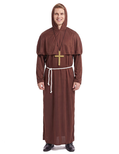 Disfraz de monje para hombre marrón