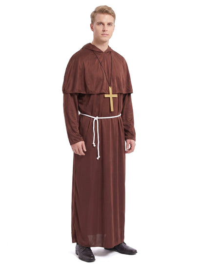 Disfraz de monje para hombre marrón