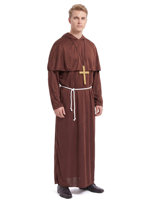 Disfraz de monje para hombre marrón