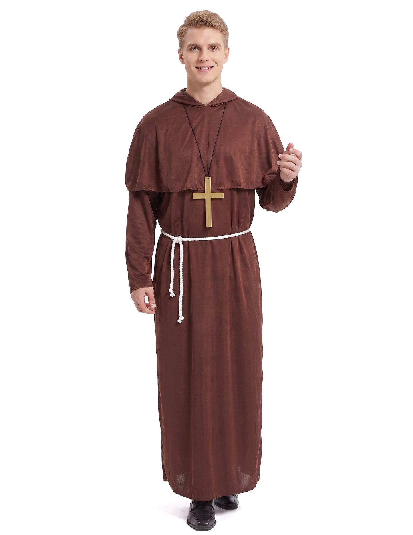 Disfraz de monje para hombre marrón