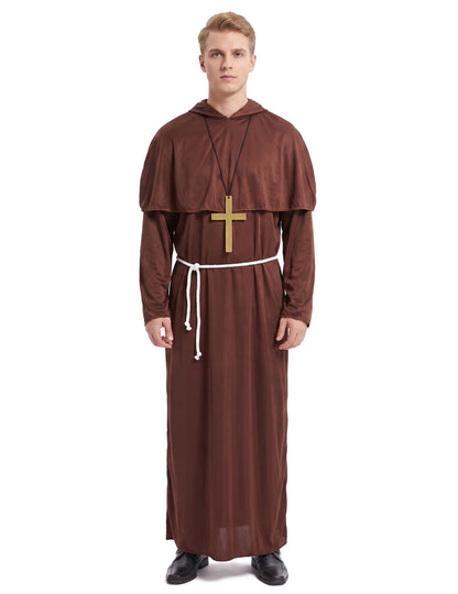Disfraz de monje para hombre marrón
