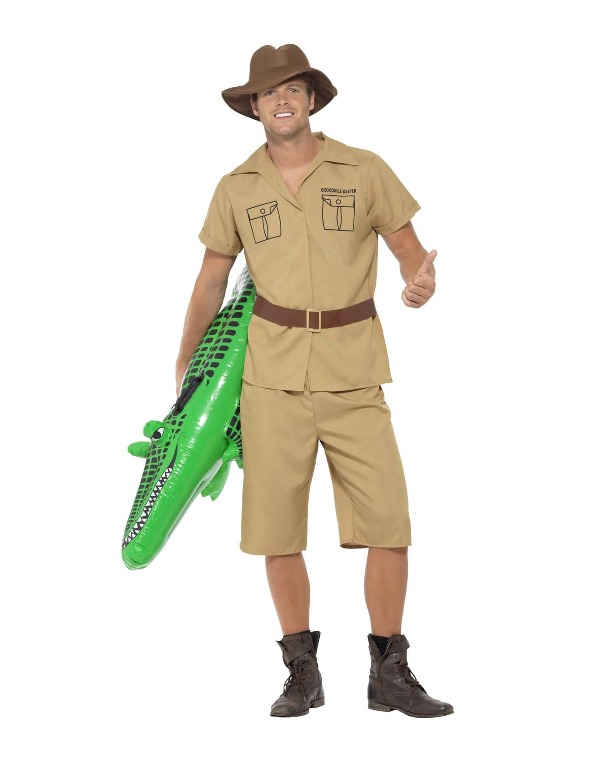 Vista frontal del disfraz señor cocodrilo para hombre