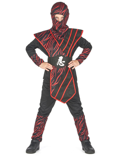 Déguisement ninja fauve pour garçon rouge et noir