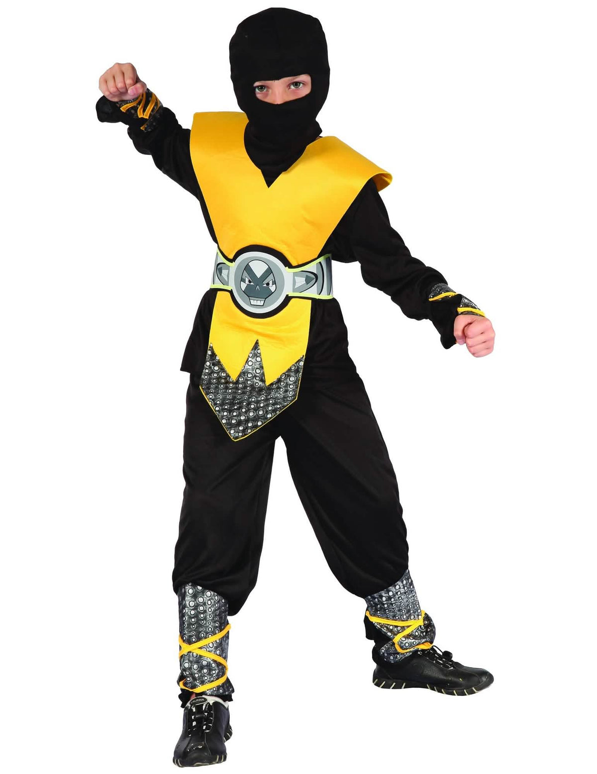 Disfraz de ninja para niño amarillo y negro con peto