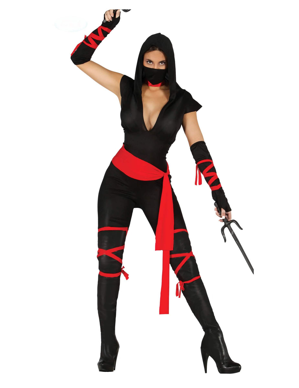 Vista trasera del disfraz ninja sexy para mujer