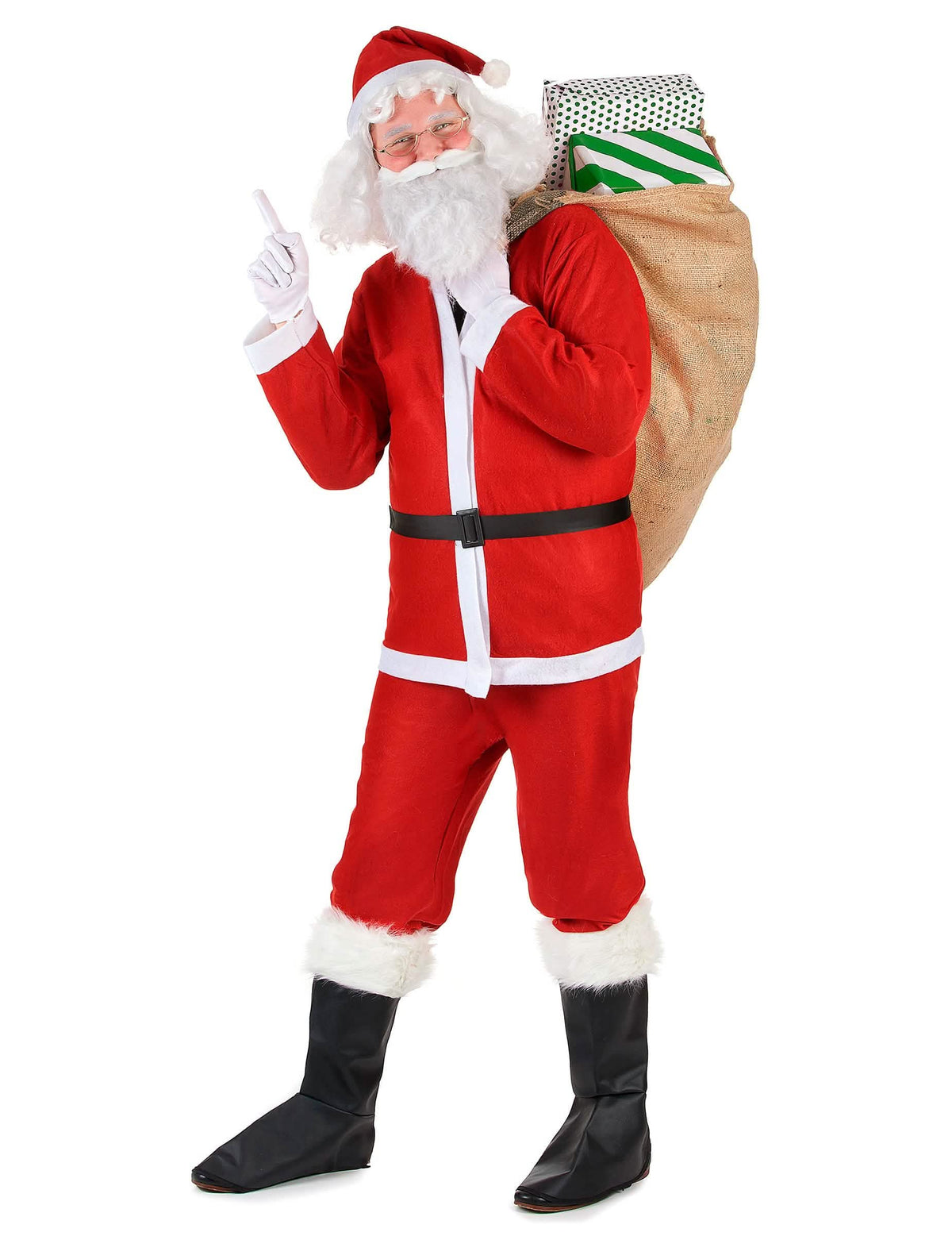 Capucha y regalos del disfraz de papá noel para adulto