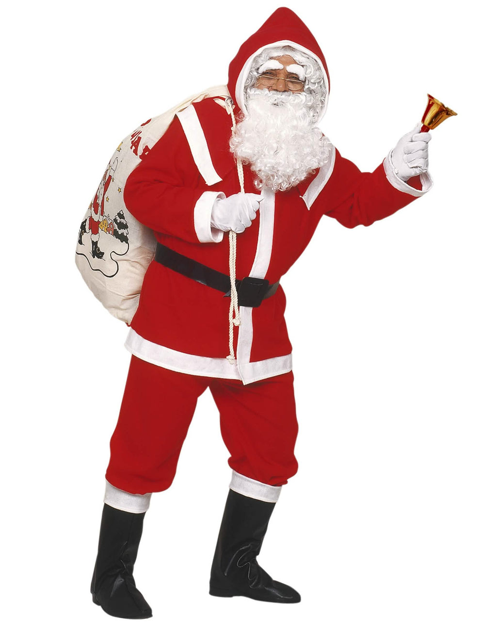 Capucha y campana del disfraz de papá noel para hombre