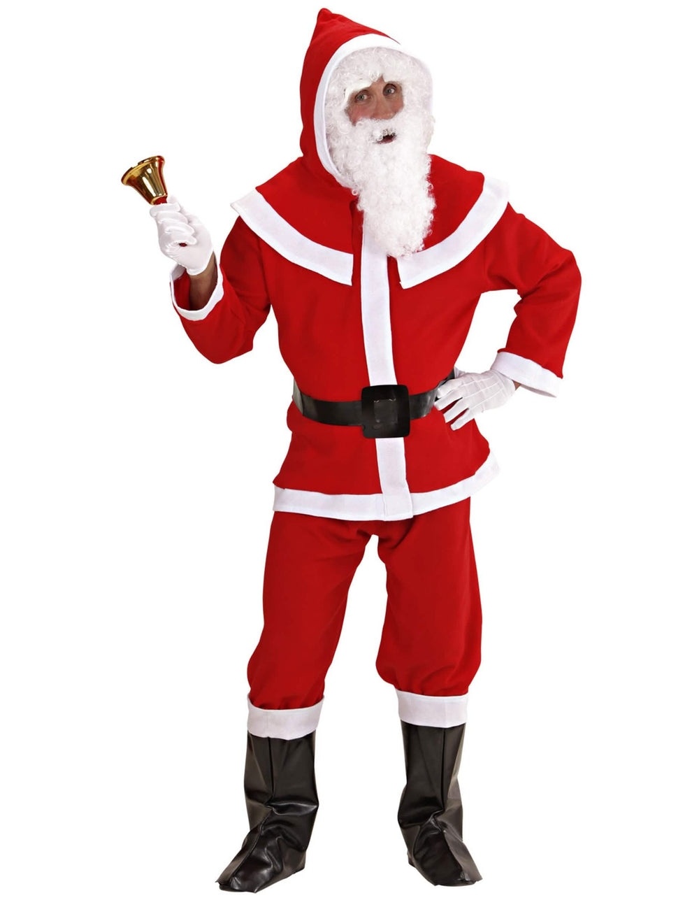 Vista frontal del disfraz de papá noel para hombre