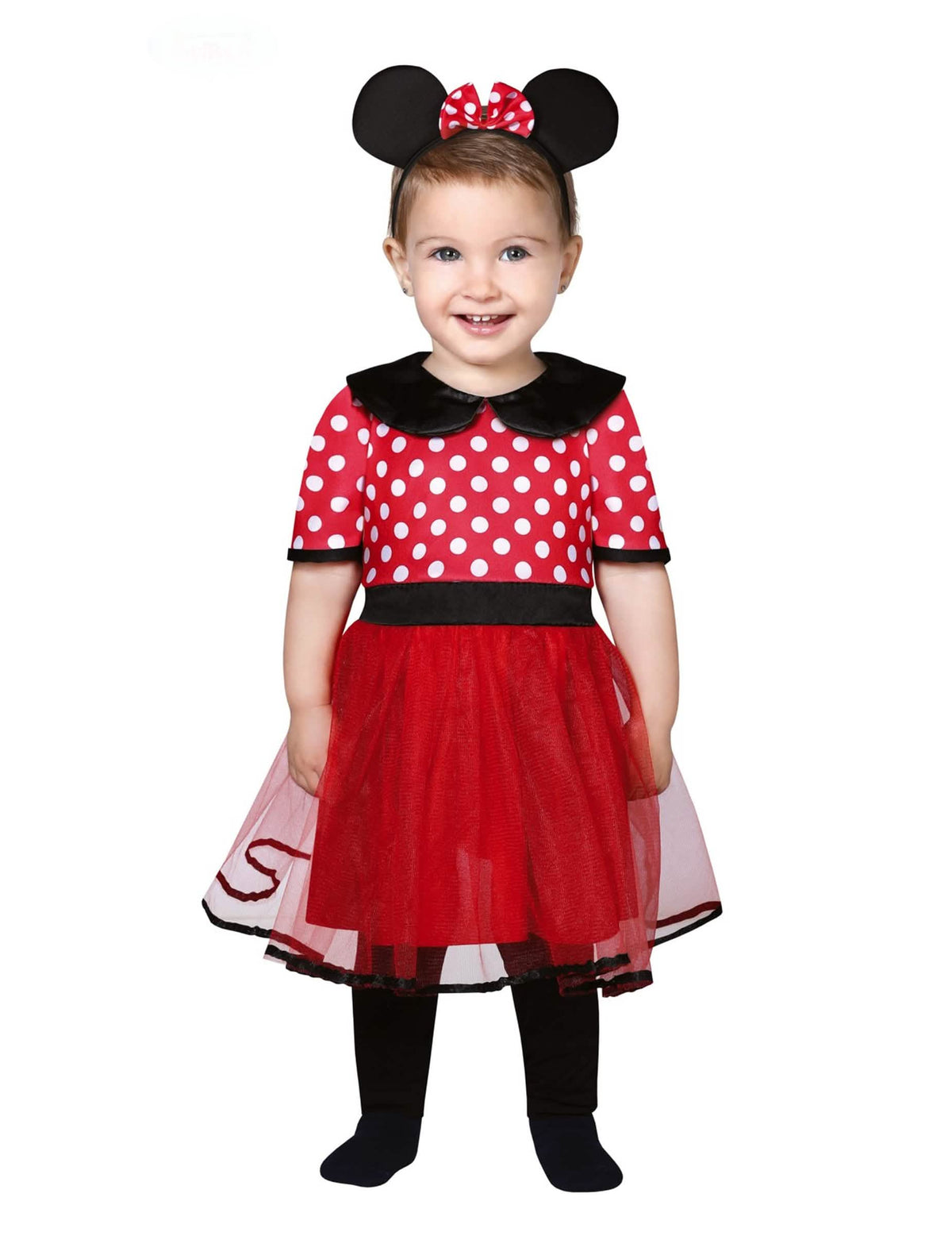 Déguisement petite souris pour bébé rouge à pois blancs avec serre-tête