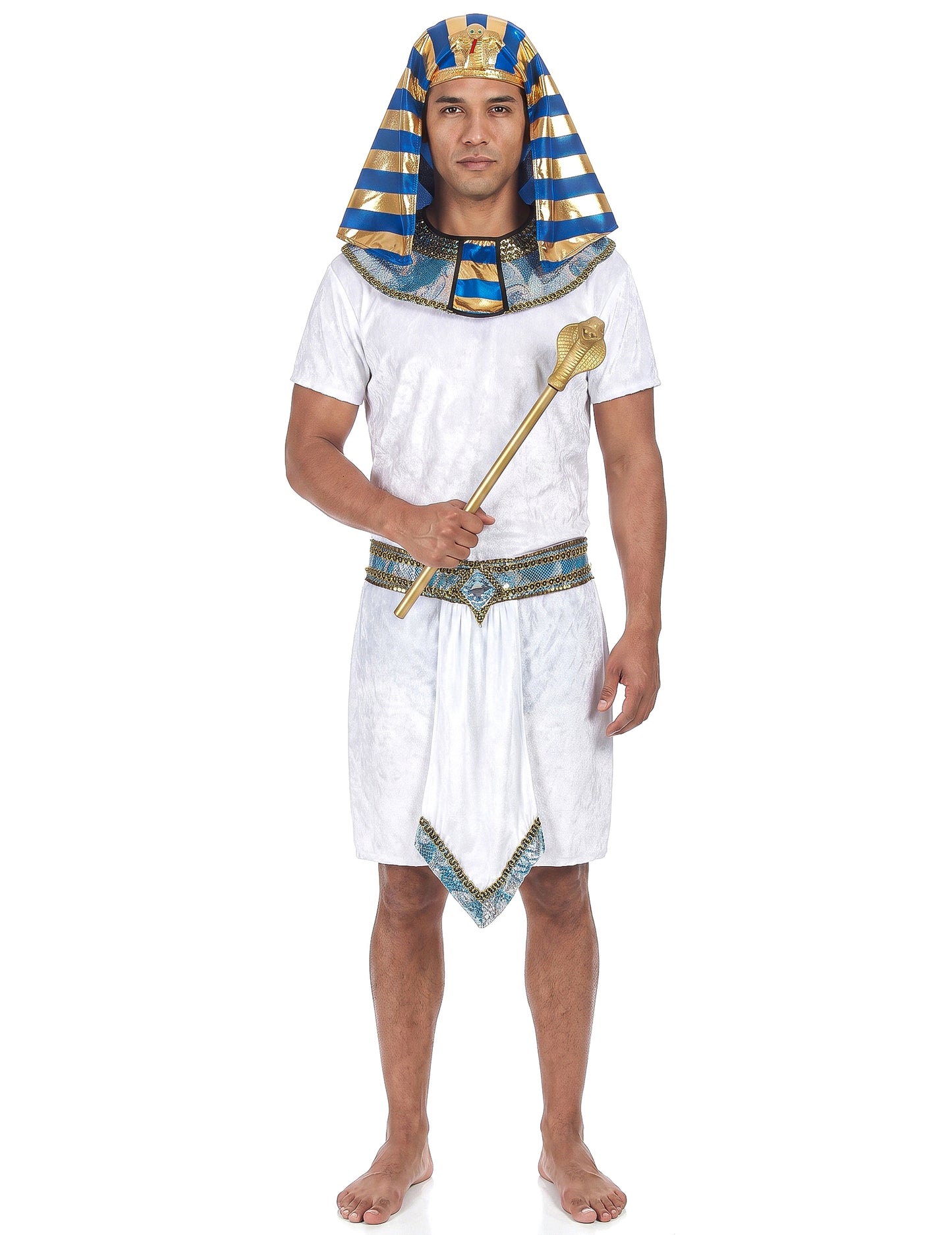 Disfraz de faraón azul dorado para hombre