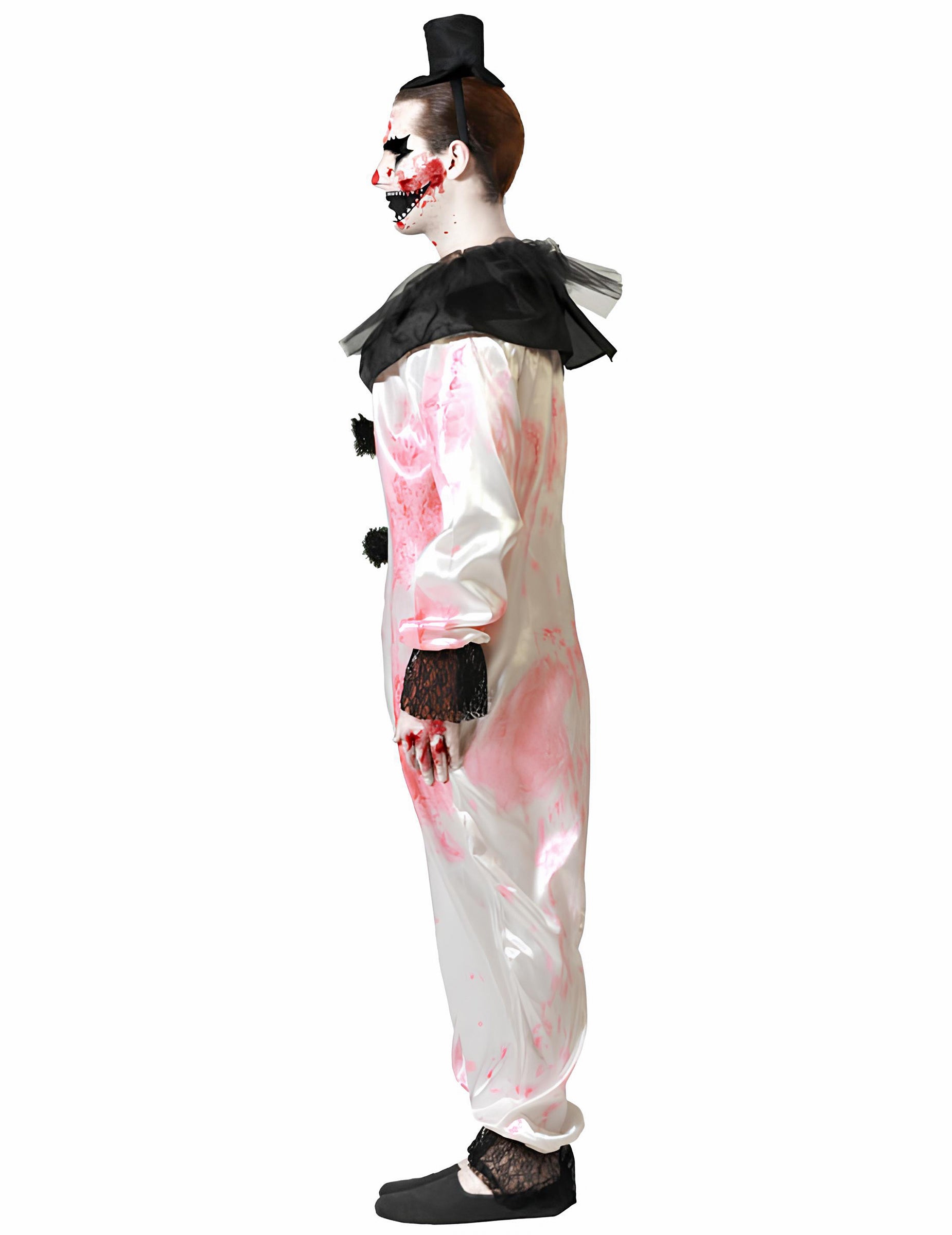 Vue de profil du déguisement de Pierrot assassin pour homme