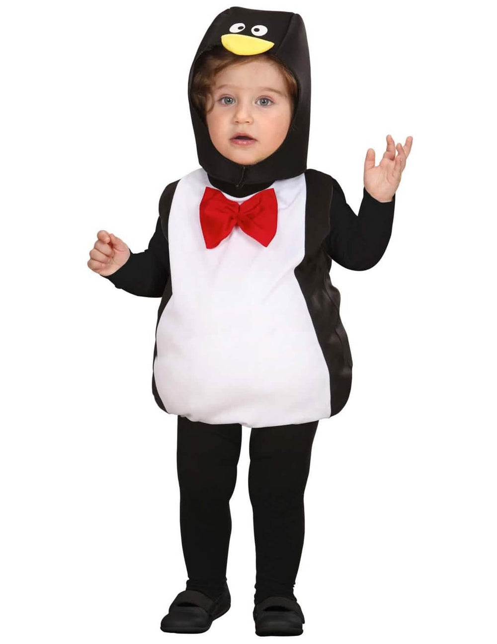 Déguisement pingouin bouffant pour bébé noir et blanc avec noeud papillon rouge