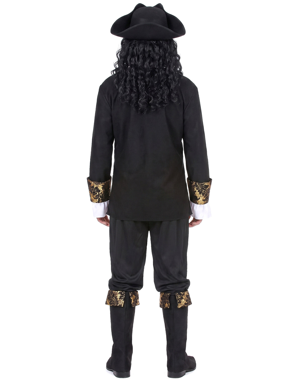 Disfraz de pirata hombre negro y dorado