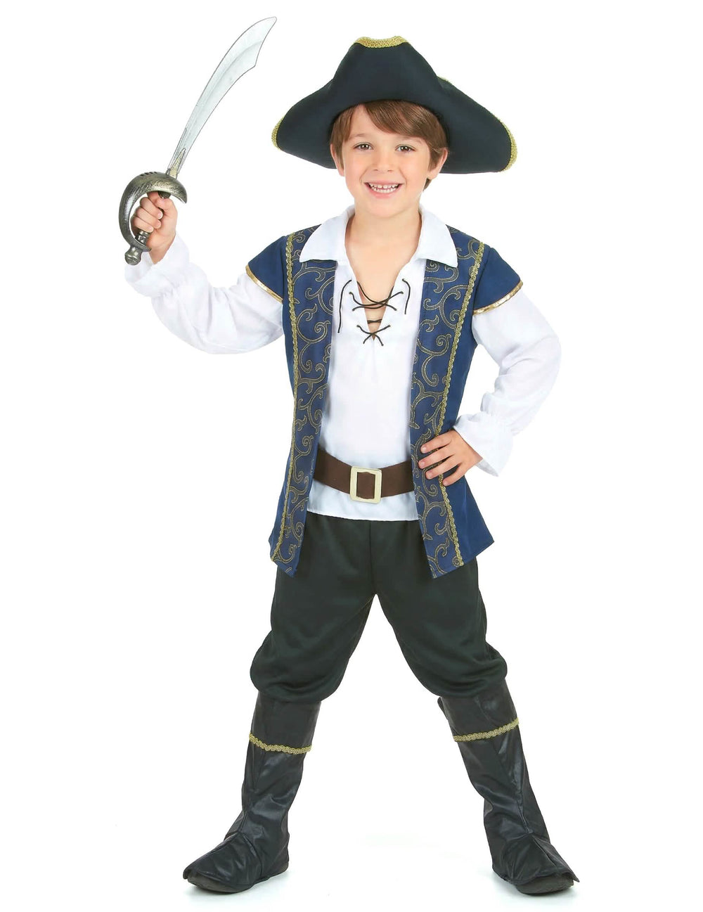 Vista de espalda del disfraz de pirata para niño