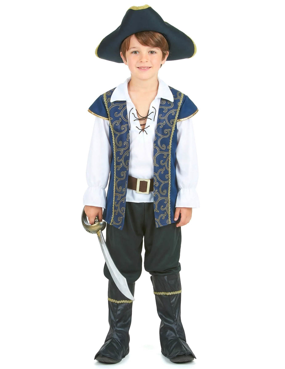 Vista de frente del disfraz de pirata para niño